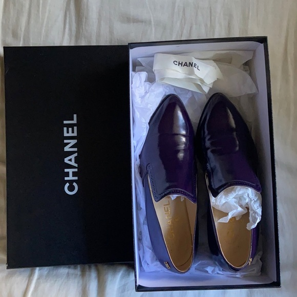 Chanel Dark Plum Calfskin Loafers I Size 7.5 - Picture 5 of 14
